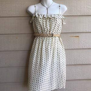 J. Crew  100% Silk Spaghetti straps Ink dots dress
